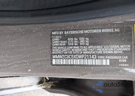 2013 Mini Cooper S Countryman из США, поврежденный, VIN WMWZC3C5XDWP21143